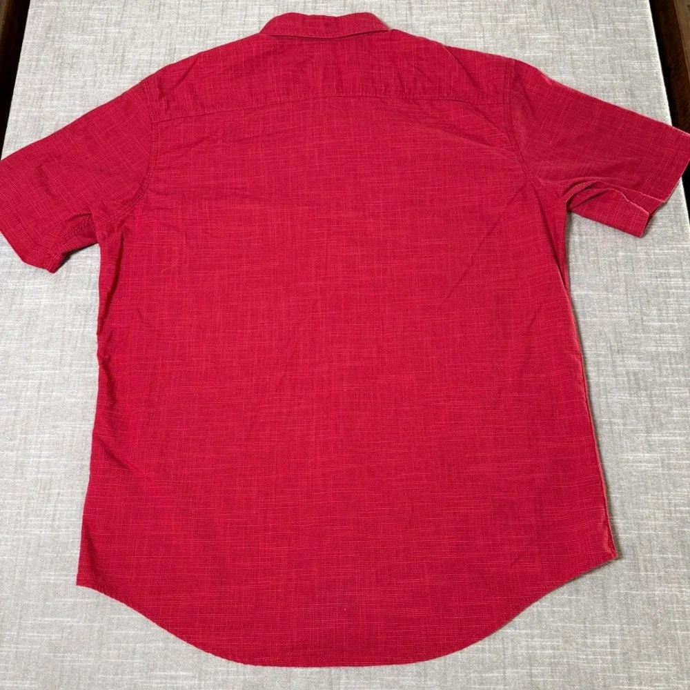 GH Bass & Co Mens Red‎ Short Sleeve Button Down Shirt Large 5277003 Crosshatch